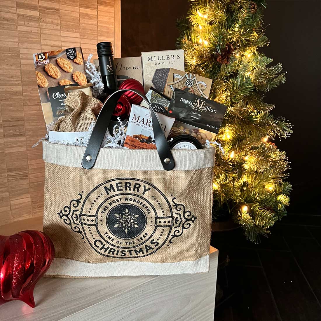 A Merry Christmas Gourmet Wine Tote Vancouver Gift Baskets