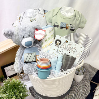Little Wheels, Big Adventures Baby Boy Gift Basket