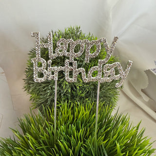 Happy Birthday Rhinestone Metal Gift Topper