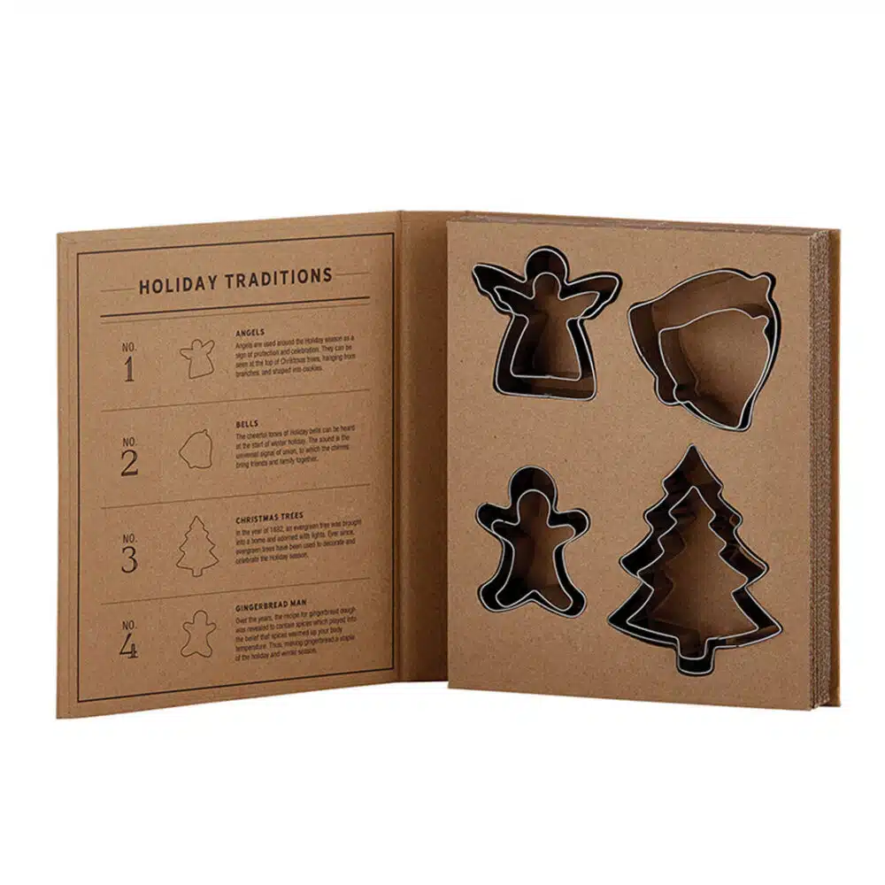 Holiday Cookie Cutter Set Book Box Open